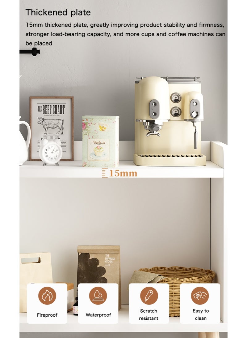 AnneFish 100*35*80cm Coffee Corner Home Kitchen Coffee Bar Cabinet Shelf With Drawers Display Cabinet Kitchen Bakers Rack Sideboard For Living Room, Bedroom Or Office - Image 3